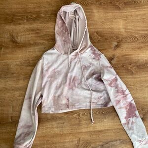 Til You Collapse Pink Tie-Dye Cropped Hoodie